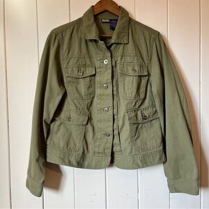 Vintage B.U.M. Equipment Khaki Green Utility Jacket. Size 16.